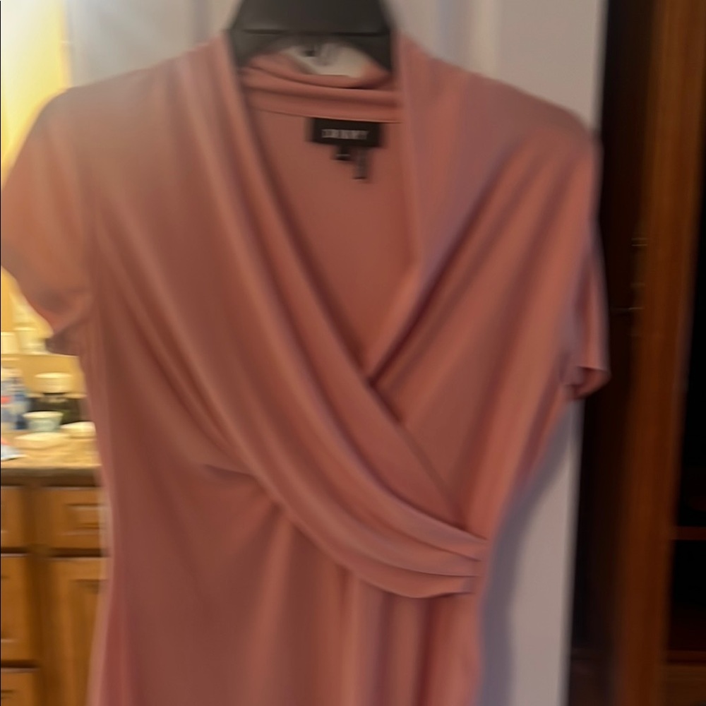DKNY Blush Pink Crossover Blouse